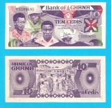 Ghana (pick 23) 10 Cedis 1984 aUNC+; Larbi, Otoo și Nukpor