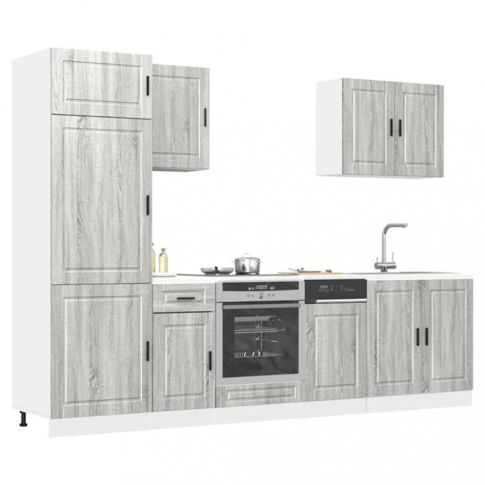 vidaXL Set de dulapuri de bucătărie 7 piese &bdquo;Porto&rdquo; lemn Sonoma gri 3314787