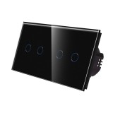 Cumpara ieftin Intrerupator touch dublu+dublu din sticla, negru, Luxion