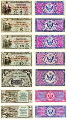 REPRODUCERI lot de 7 bancnote serie 481 MILITARY PAYMENT CERTIFICATES foto