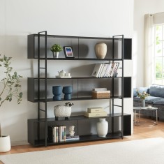 Biblioteca Randaberg neagra 180x180x33 cm, stil modern, [en.casa]