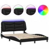 Cumpara ieftin Cadru de pat cu LED fara saltea Hvar negru/alb 140x190 cm