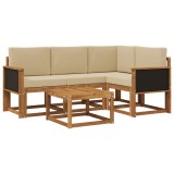 vidaXL Set de canapele de exterior 5 pcs Natural și Bej Poliester 3385184