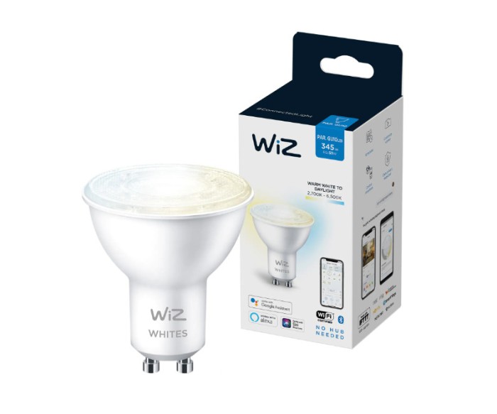 Bec LED inteligent WiZ Connected Whites, Wi-Fi, GU10, 4.9W (50W), 345 lm - RESIGILAT