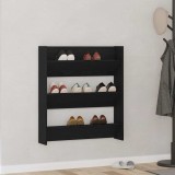 vidaXL Dulap pentru pantofi de perete cu raft 2 pcs Stejar negru