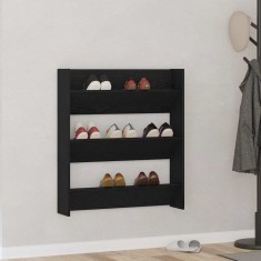 vidaXL Dulap pentru pantofi Stejar Negru 80 x 18 x 90 cm Lemn compozit 862623