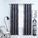Draperii Opace Catifea vidaXL Antracit 140x175 cm, 2 buc, Inele Metalice, Perdele Dormitor/Living