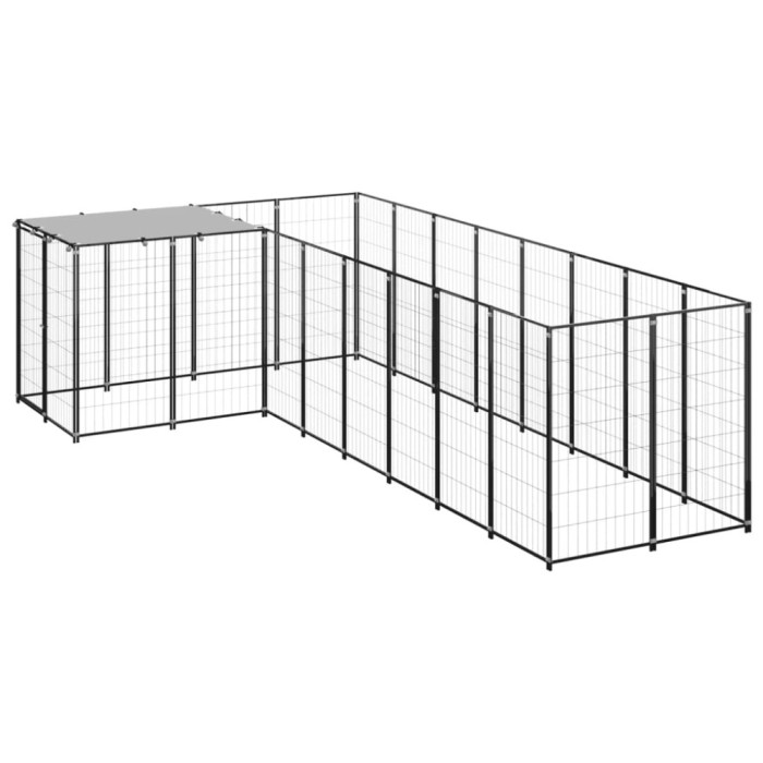 vidaXL Padoc pentru c&acirc;ini, negru, 6,05 m&sup2;, oțel