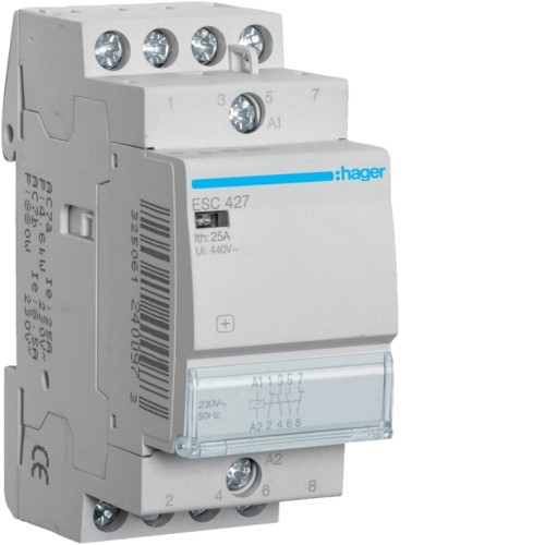 Contactor modular 25A 2ND+2NI 230V Hager ESC427