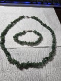 Lot vintage de lant si bratara din aventurin verde