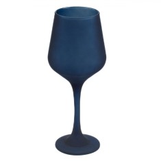 Pahar Vin Sapphire, Sticlă, Albastru Mat, Capacitate 410ml, Diametru 8.5cm x &Icirc;nălțime 22cm, Set 2 Bucăți