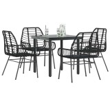 Gossi set de sufragerie de gradina 5 piese sticla neagra polirattan