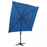 Cumpara ieftin Umbrelă cu 4 niveluri, st&acirc;lp aluminiu, albastru azur 250x250 cm