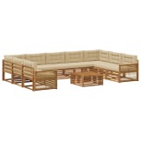 vidaXL Set de canapele de exterior cu pernă 10 pcs Natural și Bej 3383871