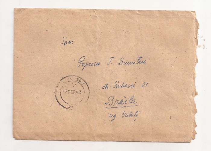 FD2 - Plic Circulat Intern, Iasi - Braila, Include Corespondenta - 1953