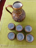 St de vin din ceramica GERZ cu carafa si 6 pahare