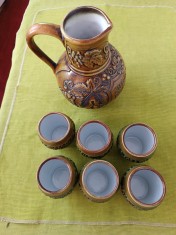 St de vin din ceramica GERZ cu carafa si 6 pahare
