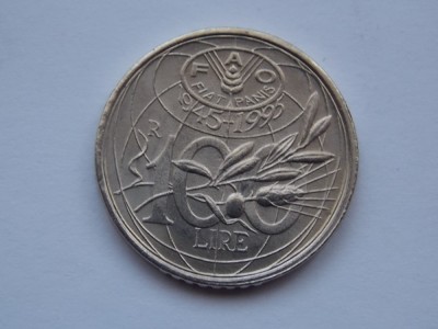 100 LIRE 1995 ITALIA-FAO foto