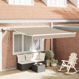 Marchiză Manuală Retractabilă vidaXL cu LED Bej 350x250 cm