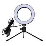 Cumpara ieftin Set lampa circulara cu trepied, culoare 3200K, 5800K, alimentare USB 5V, diametru inel 16 cm, pliabil , accesoriu ideal pentru fotografie