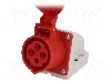 Conector alimentare AC, IEC 60309, IP44, 16A, 400V AC, 4 pini, PCE - 114-6K