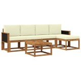vidaXL Set de canapele de exterior 6 pcs Natural și Crem Poliester 3385141