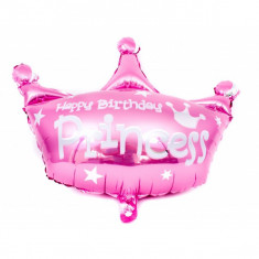 Balon folie coroana - happy birthday princess - 80 cm / 75 cm foto