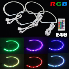 Kit Angel Eyes LED RGB pentru BMW E46 cu far ZKW cu xenon din fabrica, cu 16 culori, cu telecomanda foto