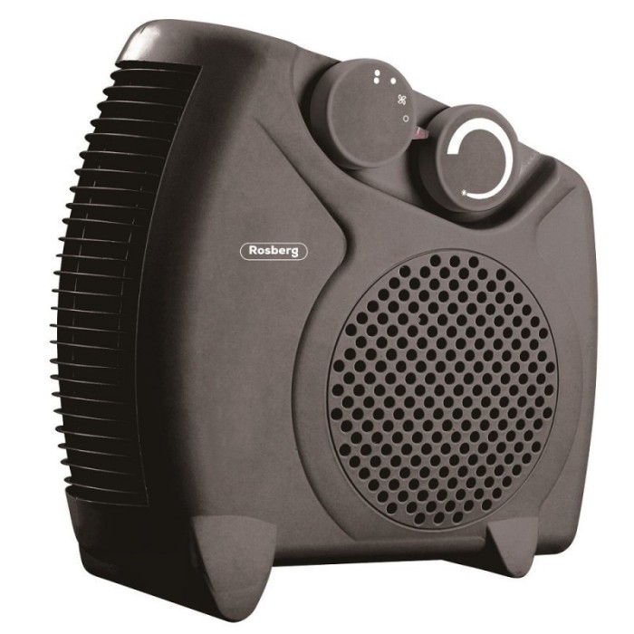 Aeroterma Rosberg portabila cu ventilator, 2 trepte, 3 moduri rece/cald/fierbinte, 2000 W, Negru