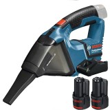 Bosch GAS 12V + 1600A019R8 - Aspirator 45 mbar + Set 2 acumulatori si incarcator Li-Ion 12 V 2 Ah
