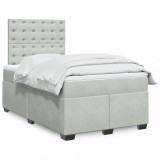 VidaXL Pat continental cu saltea, gri deschis, 120x200 cm, catifea 3293194