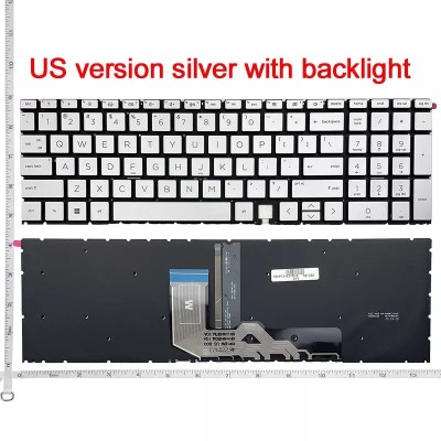 Tastatura Laptop, HP, Envy 15-EE, 15-ED, 15M-EE, 15M-ED, 15T-ED, TPN-C148, TPN-C149, V192102AS1, iluminata, argintie, layout US foto