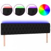 Tablie de pat cu LED, negru, 200x7x78/88 cm, textil