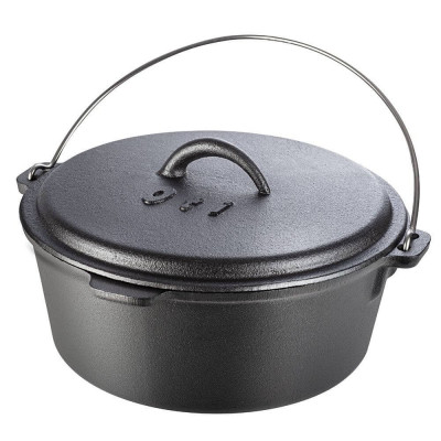 Tuci din Fonta Pura cu Capac, 3.5 Litri, 4.5 Kg, Diametru 25 cm, Culoare Neagra, Tuci pentru Aragaz, Tuci pentru Plita, Tuciuri Gatire Mancare, Tuciur foto