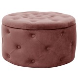 Taburet, rotund, cu spatiu depozitare, catifea, roz, max 80 kg, 55x30 cm, Alia, Akord, Akord Furniture Factory