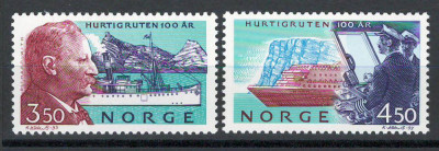 Norvegia 1993 MNH - Centenarul cursei rapide Hurtigruten, nestampilat foto