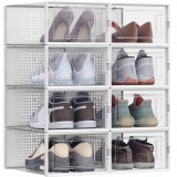 SONGMICS Organizator pantofi cutii stivuibile, cu usa transparenta, plastic, 8 module de 33x23x14 cm, alb Household NewTrend