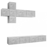 Cumpara ieftin Set de dulapuri TV, 7 piese, gri beton, lemn prelucrat