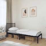 vidaXL Cadru de pat metalic cu tăblie, negru, 75x190 cm 350854