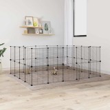 VidaXL Cușcă animale de companie cu ușă 36 panouri negru 35x35 cm oțel
