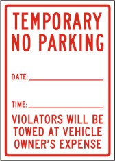 Temporary No Parking Violators Will Be Towed Sign foto