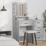 Masă de toaletă cu lumini LED, gri sonoma, 50x41x135 cm