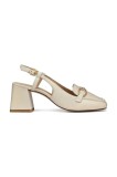 Geox pantofi de piele D CORONILLA culoarea bej, cu toc drept, cu toc deschis, D55D1A 000TU C1122