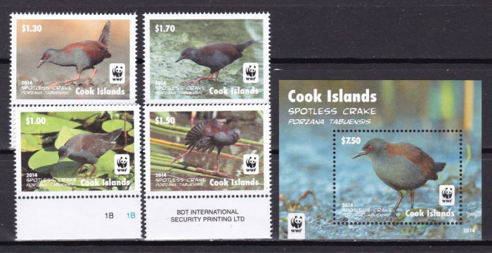 Cook 2014 fauna pasari WWF MI 1993-1996 + bl.248 MNH w62