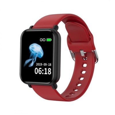 Resigilat Ceas Smartwatch Techstar&amp;reg; R16, 1.3 inch IPS, Bluetooth 4.0 + EDR, Monitorizare Tensiune, Puls, Oxigen Sange, Pasi, Traseu, Rosu foto
