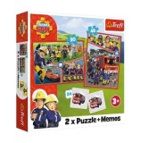 Cumpara ieftin Puzzle Trefl 2 in 1 Memo Pompierul Sam - Echipa pompierilor, 78 piese