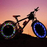 Lumini spite bicicleta, led rgb, 12 modele luminoase, senzor miscare, baterii cr2032 MultiMark GlobalProd, Oem