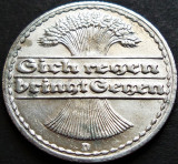 Cumpara ieftin Moneda istorica 50 PFENNIG - IMPERIUL GERMAN, anul 1922 *cod 430 - LITERA D, Europa, Aluminiu