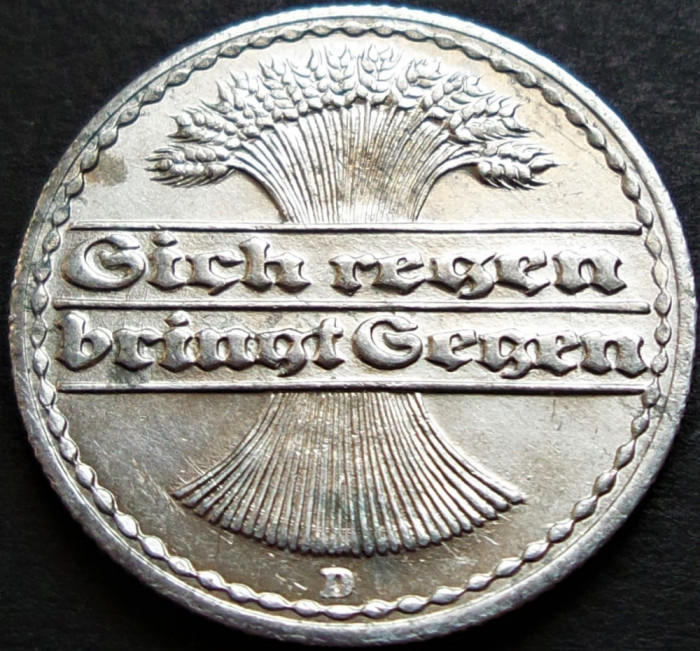 Moneda istorica 50 PFENNIG - IMPERIUL GERMAN, anul 1922 *cod 430 - LITERA D