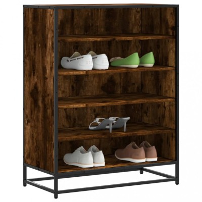 vidaXL Pantofar, stejar fumuriu, 75x38x97,5 cm, lemn prelucrat/metal foto